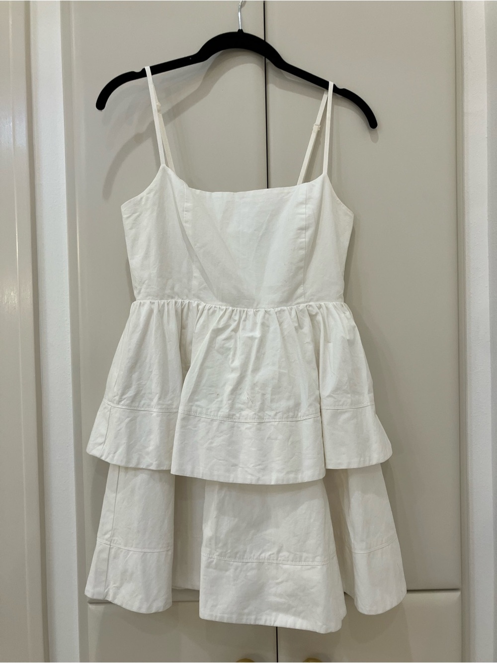 Abbeline White Tiered Smocked Spaghetti Strap Dress